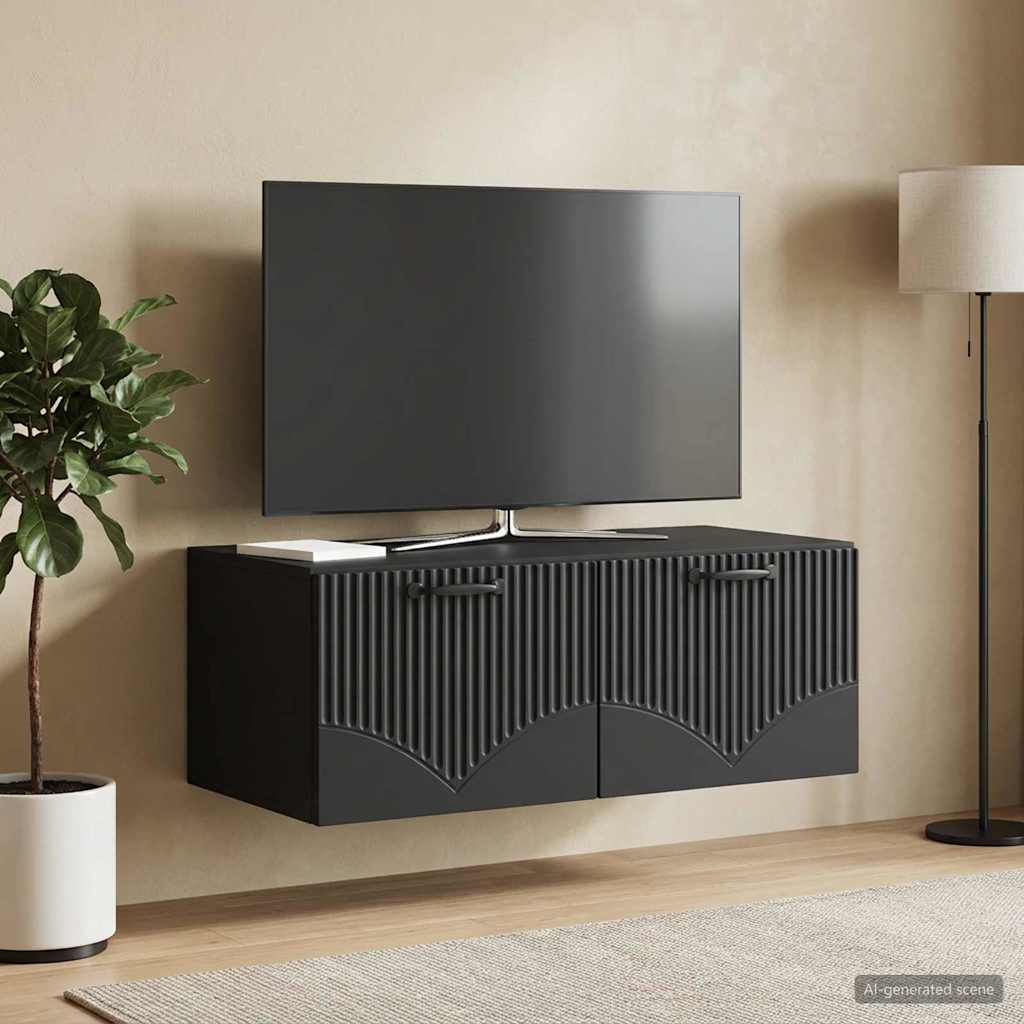 Gabinete de TV de parede preto 78,5 x 41 x 30 cm
