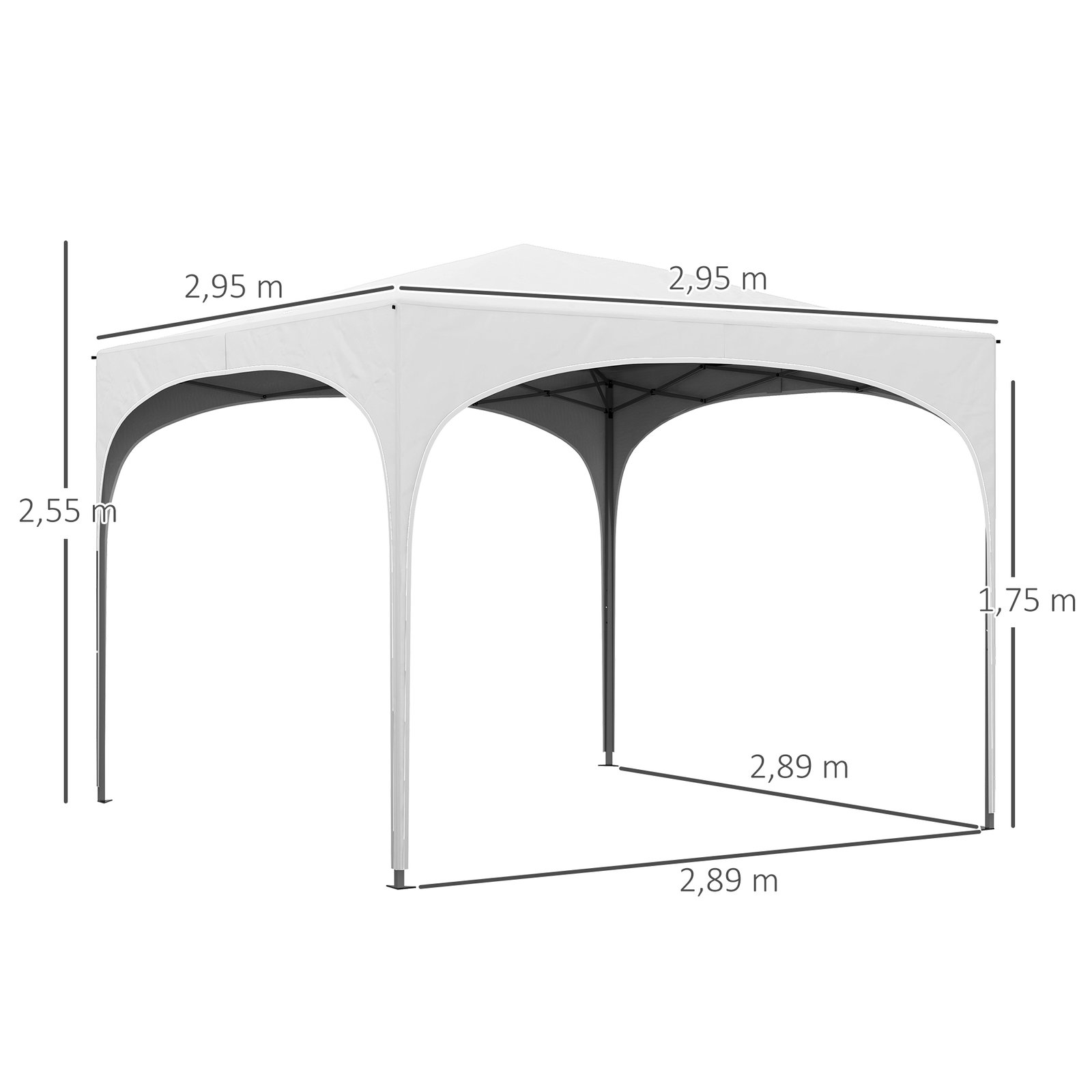 Tenda dobrável 3x3 m tenda de jardim com altura ajustável bolsa de transporte tecido anti-UV e sacos de areia branco