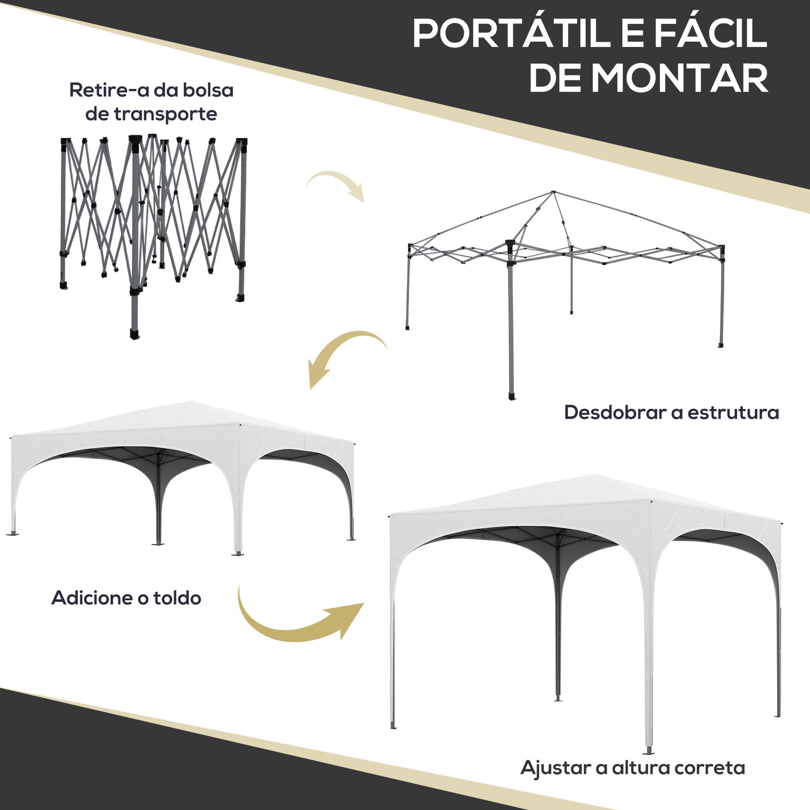 Tenda dobrável 3x3 m tenda de jardim com altura ajustável bolsa de transporte tecido anti-UV e sacos de areia branco