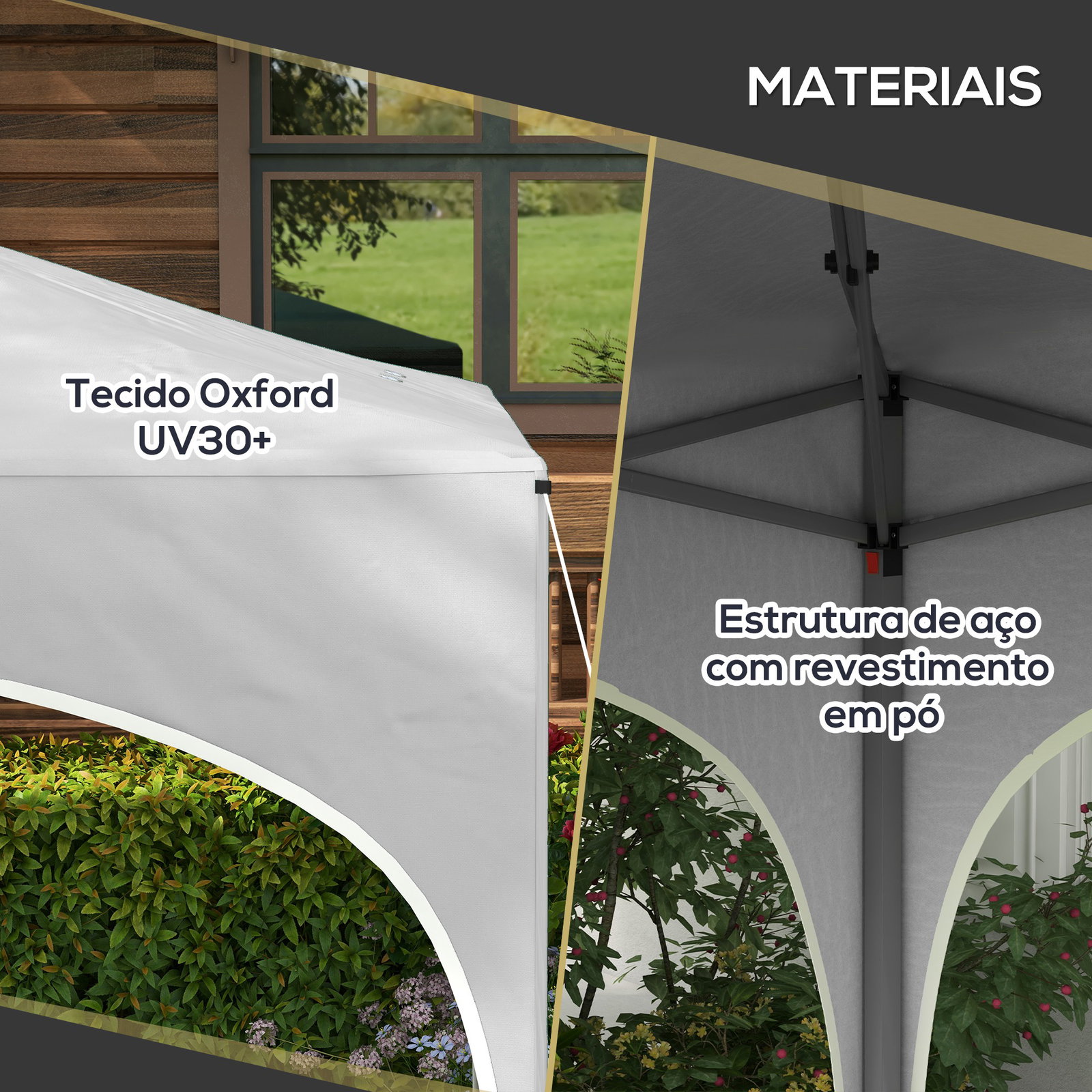 Tenda dobrável 3x3 m tenda de jardim com altura ajustável bolsa de transporte tecido anti-UV e sacos de areia branco