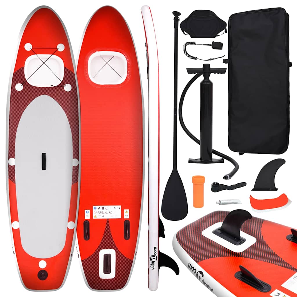 Conjunto prancha de paddle sup insuflável 330x76x10 cm vermelho