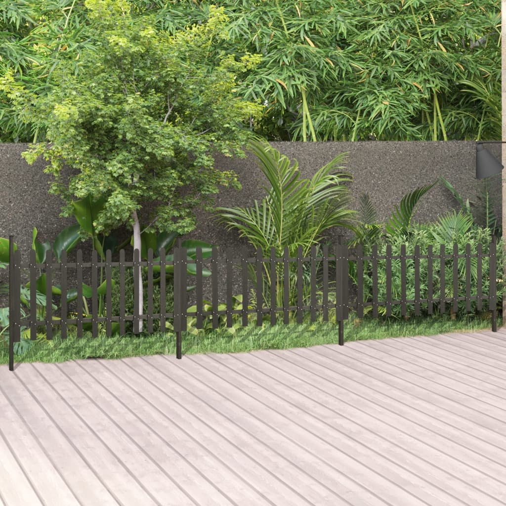 Cerca com postes 3 pcs 614x80 cm wpc
