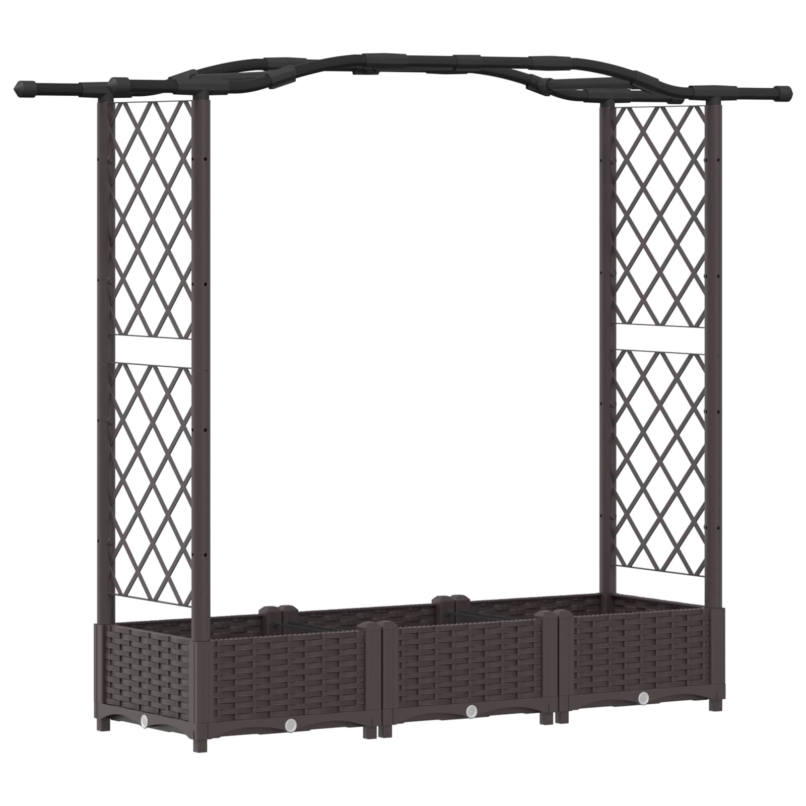 Cama elevada com treliça e telhado castanho 169 x 40 x 123 cm