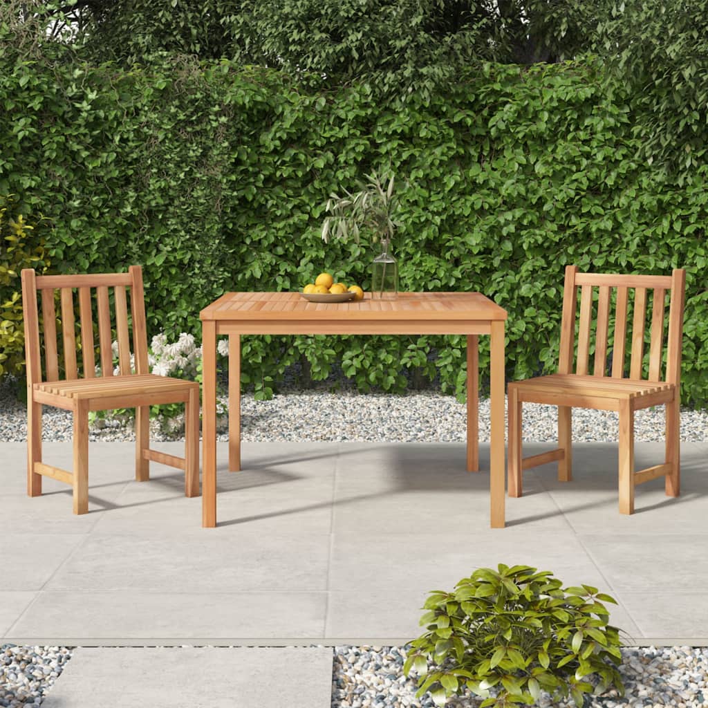 3 Pcs conjunto de jantar para jardim madeira de teca maciça