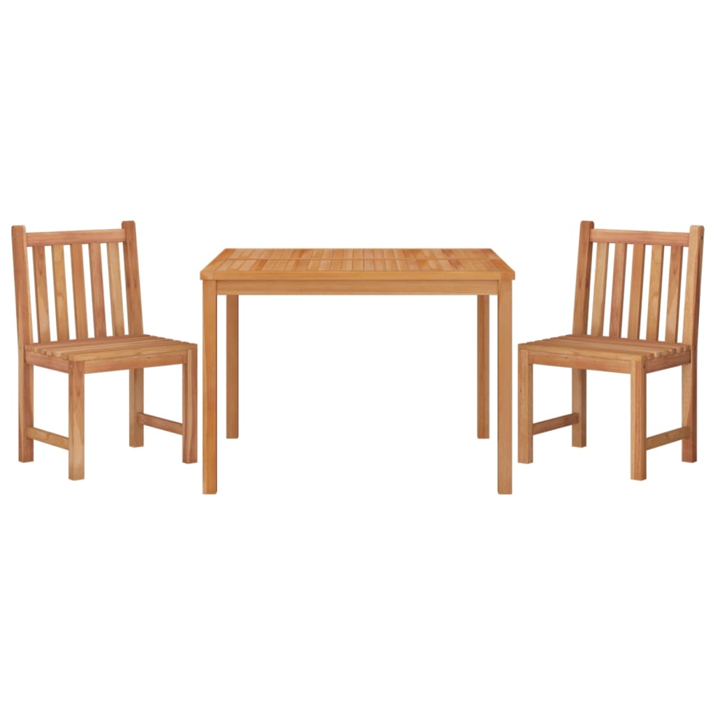 3 Pcs conjunto de jantar para jardim madeira de teca maciça