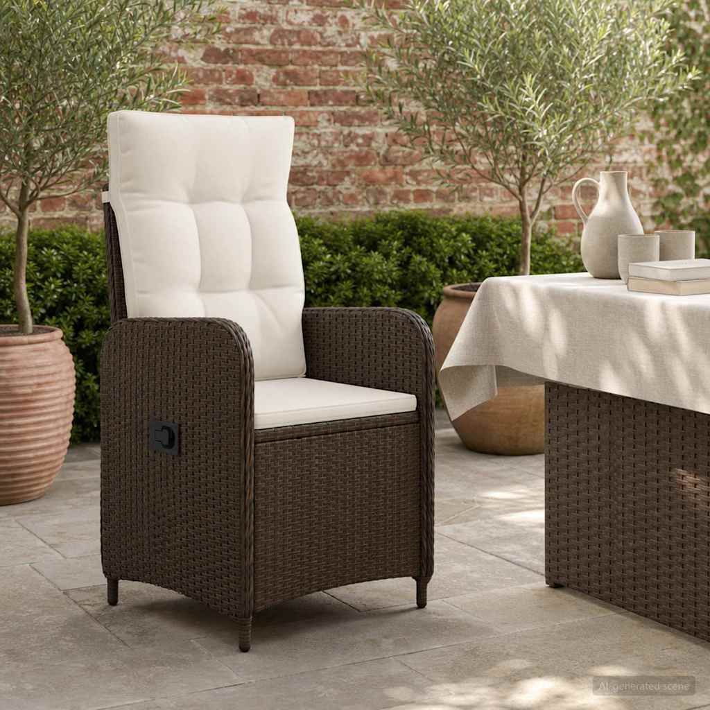 Cadeira de jardim reclinável marrom e branco creme