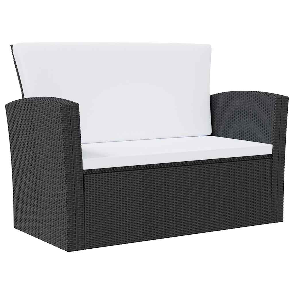 8 Pcs conjunto lounge de jardim c/ almofadões vime PE preto