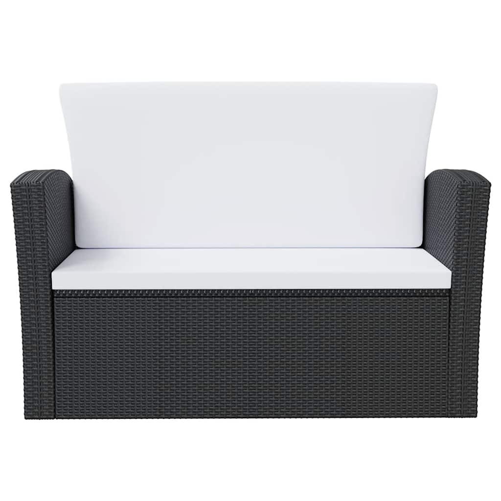 8 Pcs conjunto lounge de jardim c/ almofadões vime PE preto