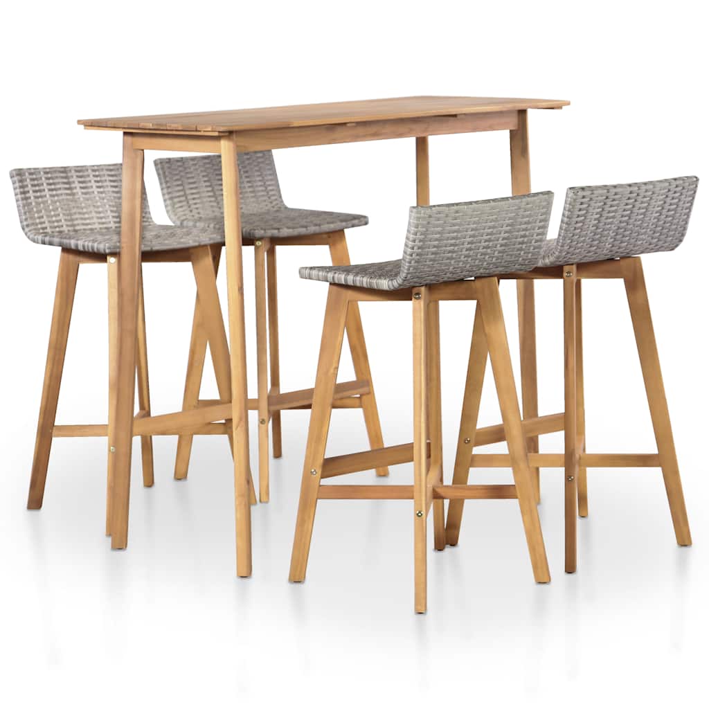 5 Pcs conjunto de jantar exterior madeira acácia maciça