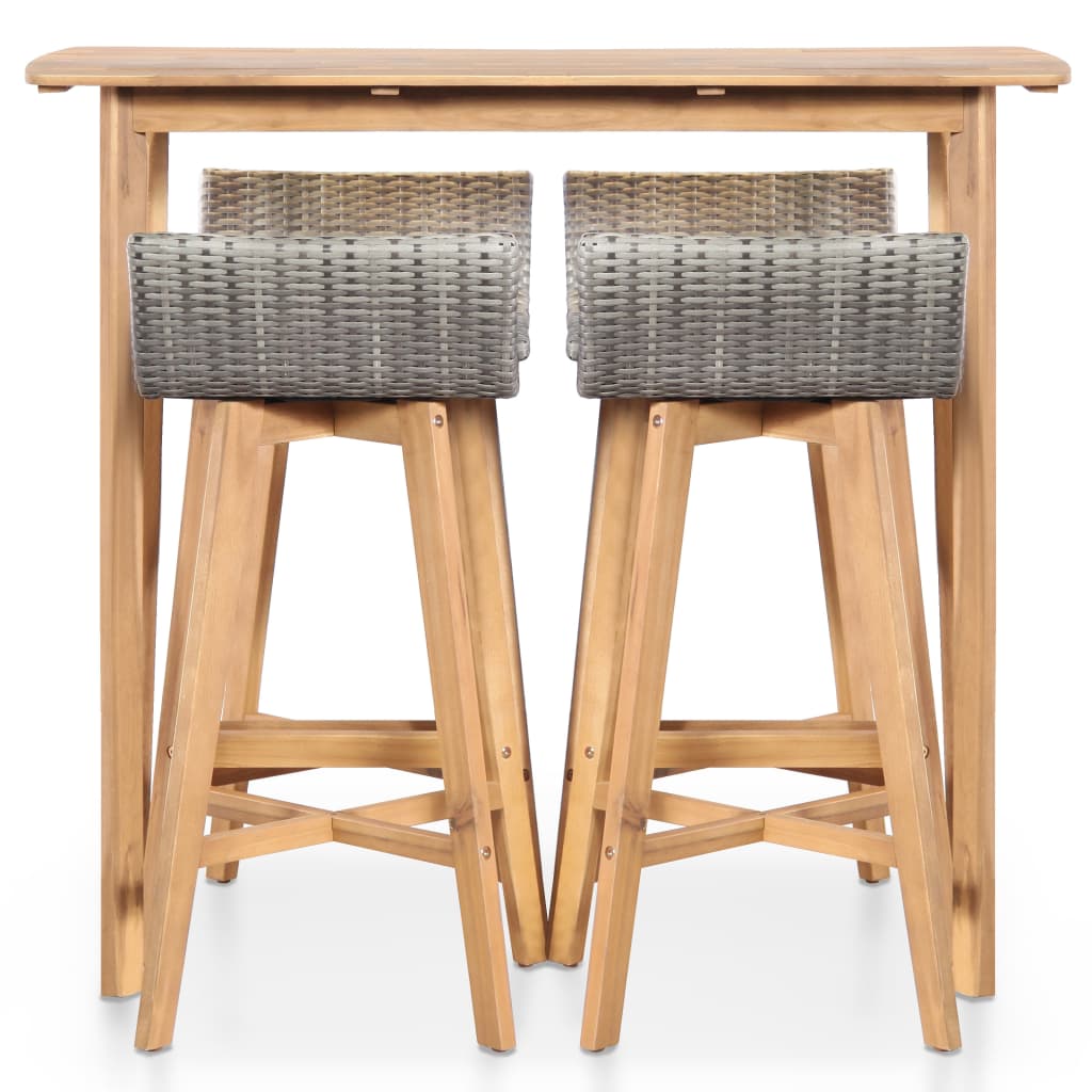 5 Pcs conjunto de jantar exterior madeira acácia maciça