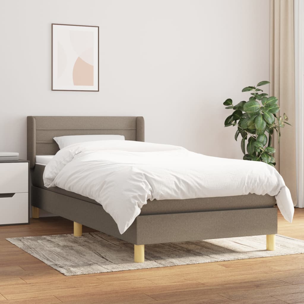 Cama com molas/colchão 90x190 cm tecido castanho-acinzentado