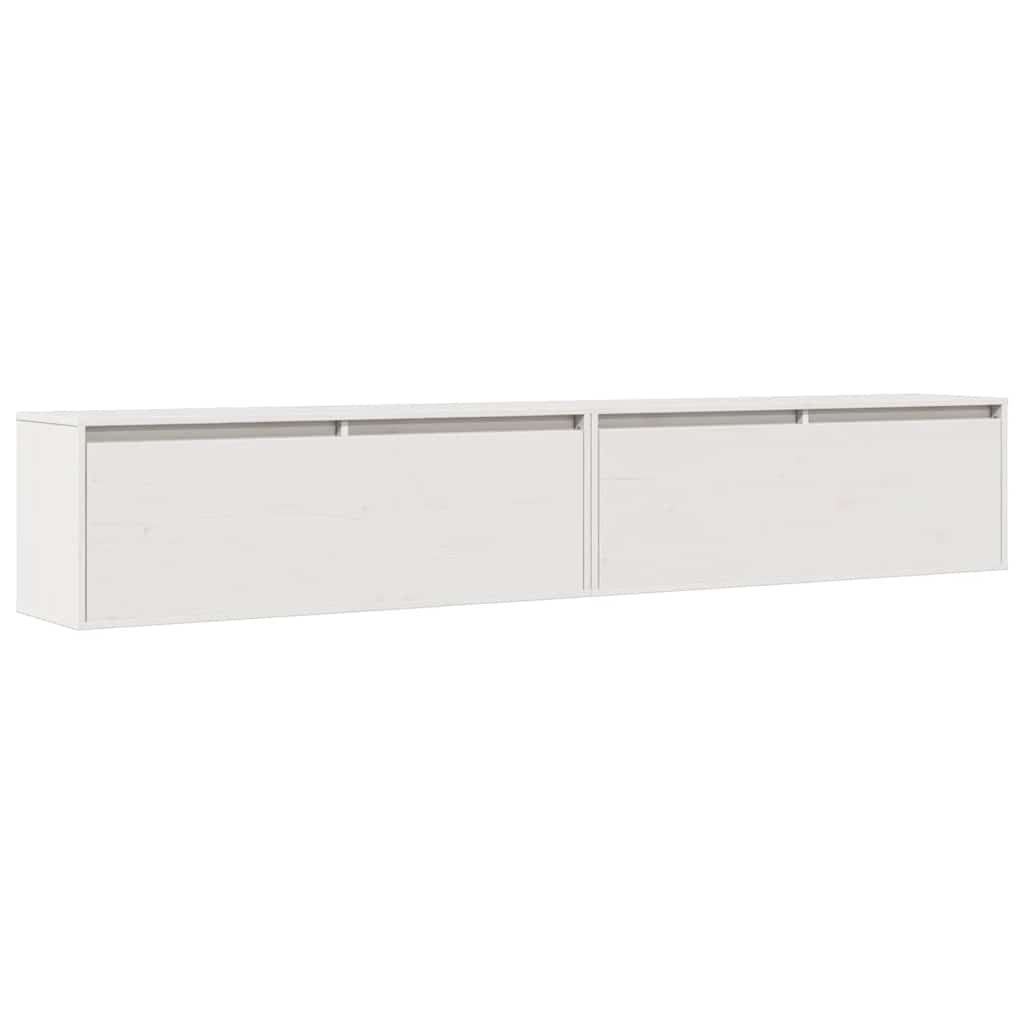 Armários de parede 2 pcs 100x30x35 cm pinho maciço branco