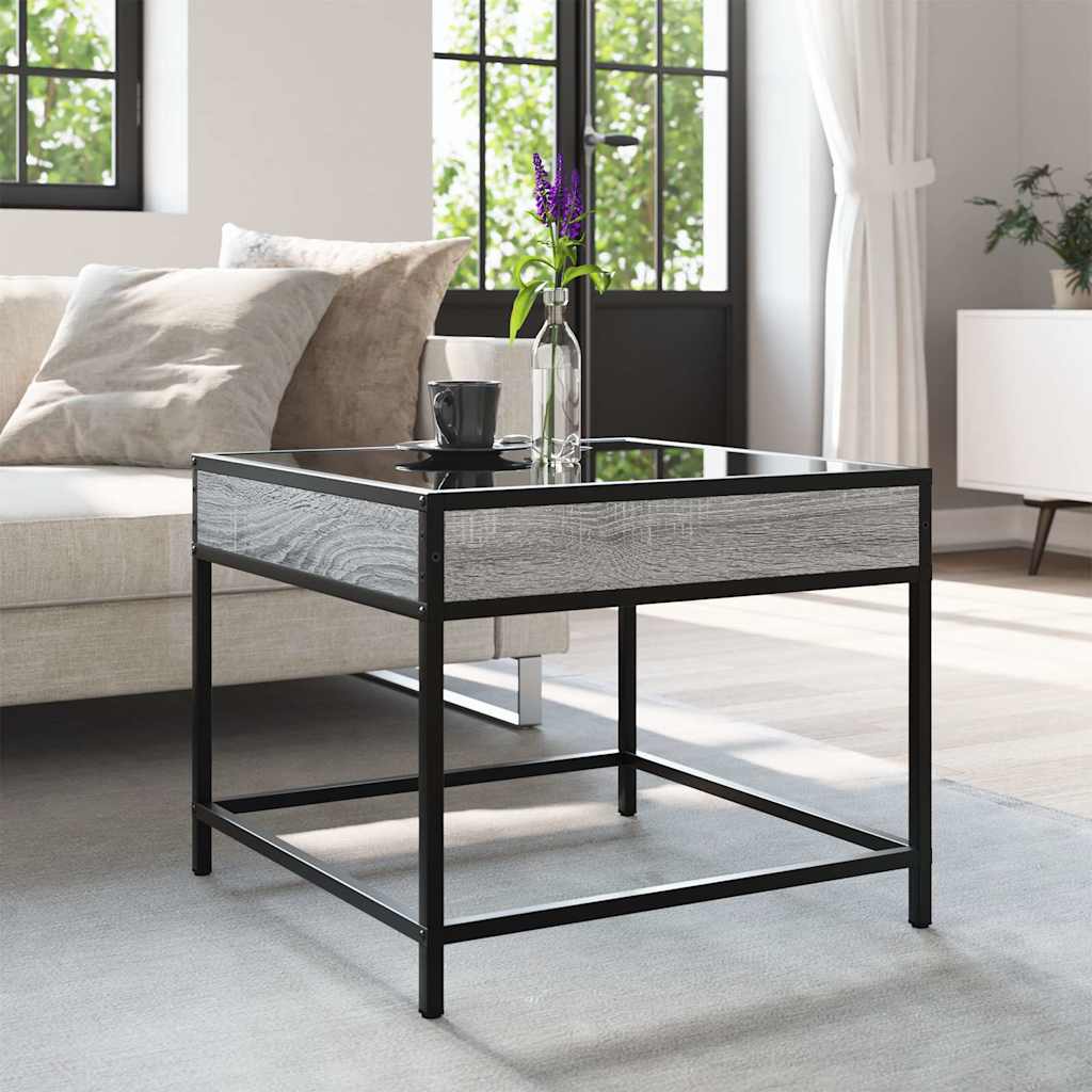 Mesa de centro luzes LED infinity 50x50x41 cm cinzento sonoma