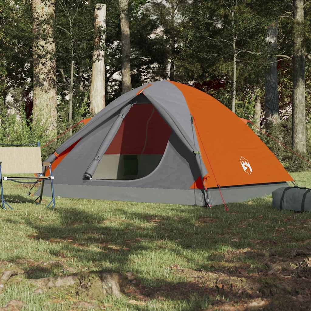 Tenda de campismo cúpula p/ 6 pessoas impermeável laranja