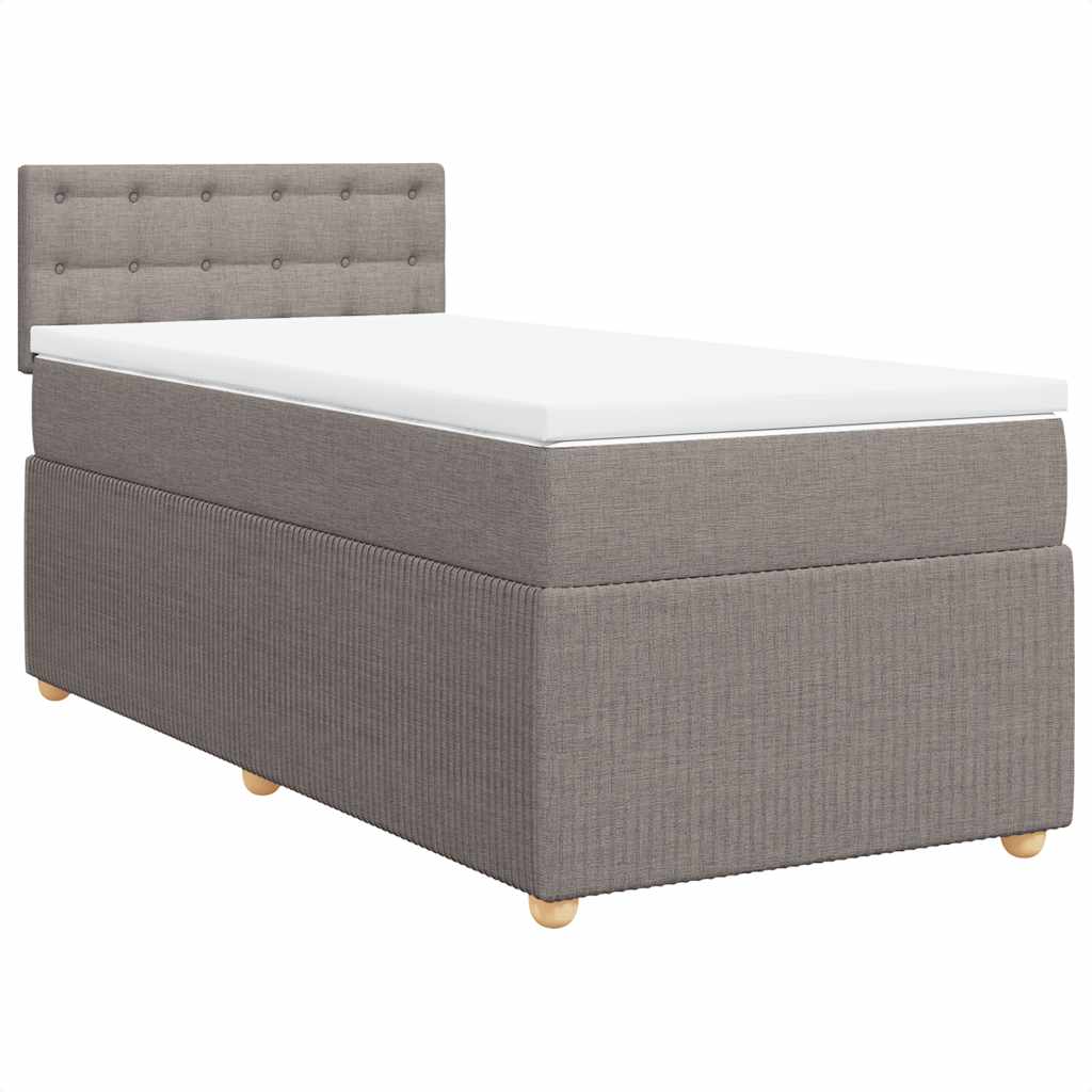 Cama com molas/colchão 90x200 cm tecido castanho-acinzentado