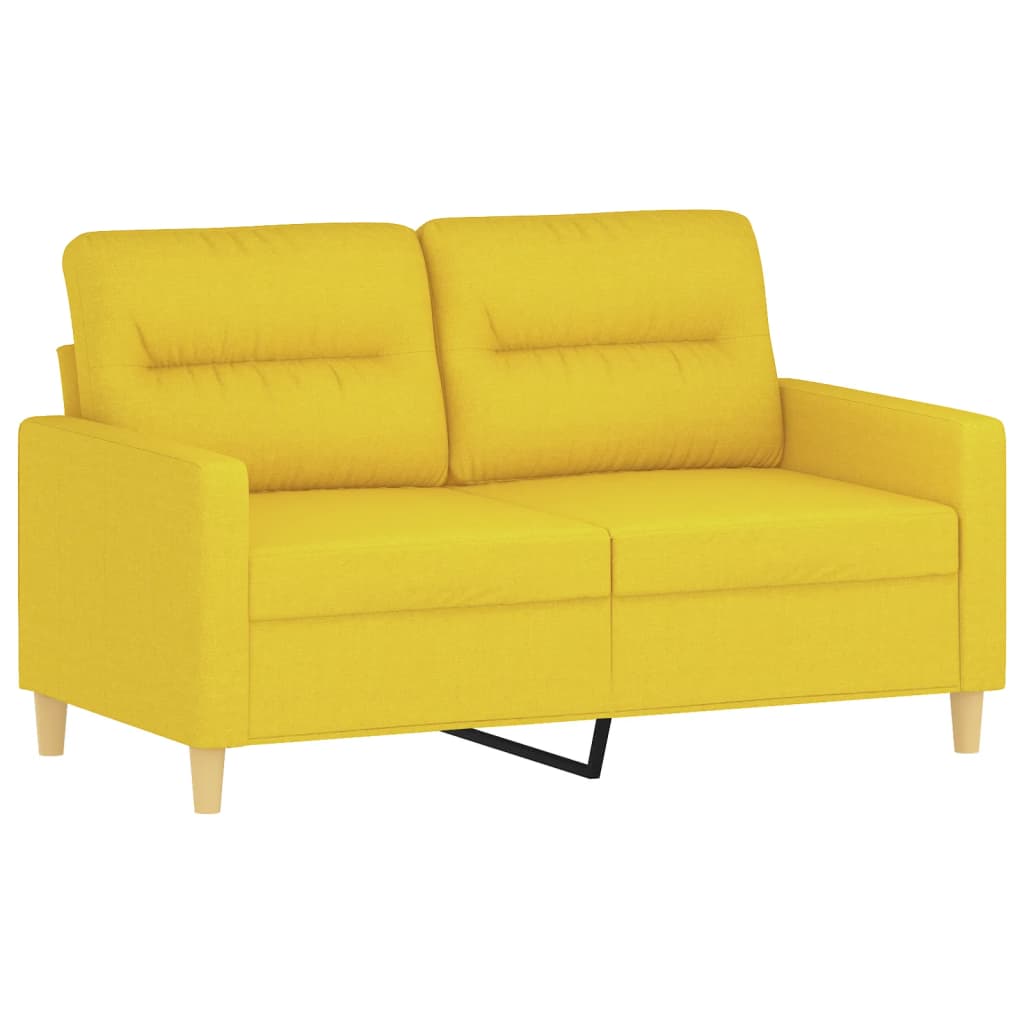 2 Pcs conjunto de sofás com almofadões tecido amarelo-claro