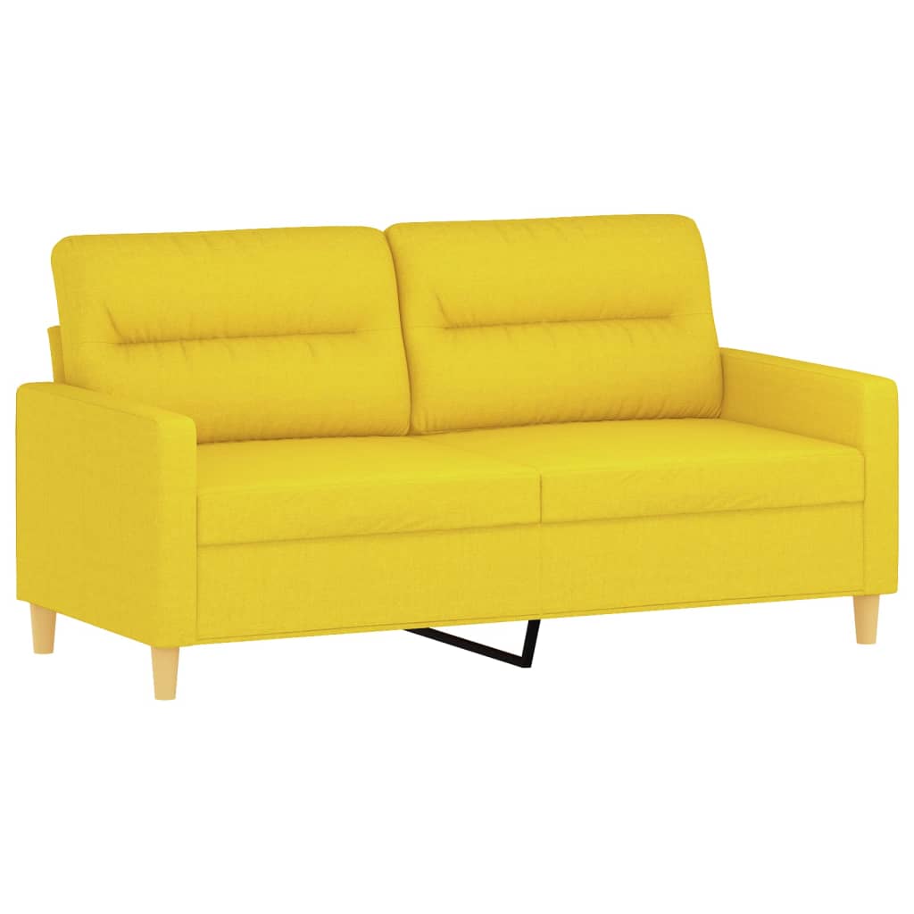 2 Pcs conjunto de sofás com almofadões tecido amarelo-claro