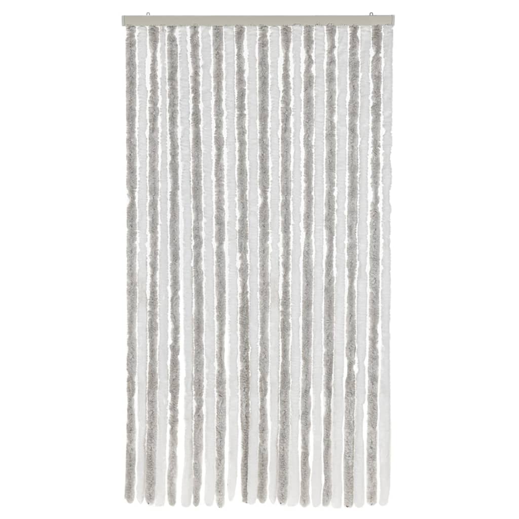 Cortina anti-insetos 100x220cm chenille cinzento-claro e branco