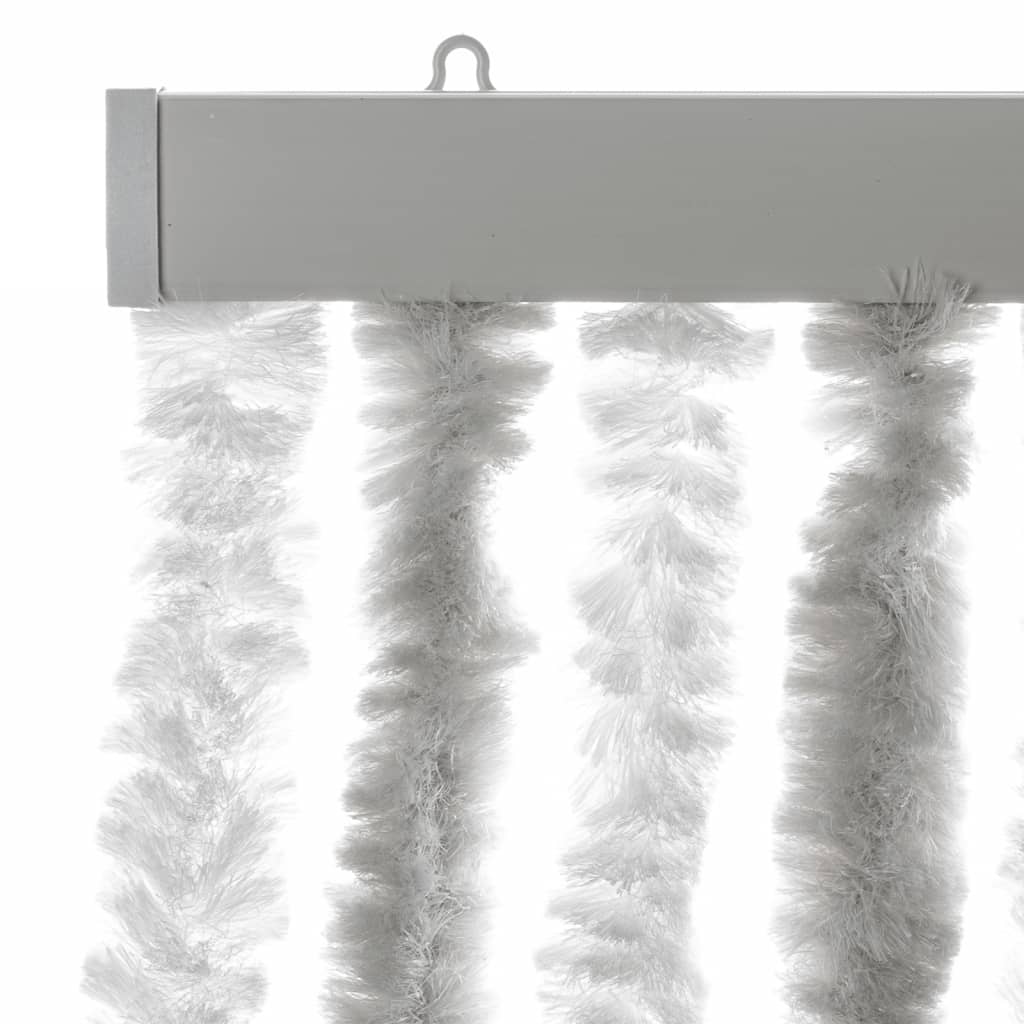 Cortina anti-insetos 100x220cm chenille cinzento-claro e branco