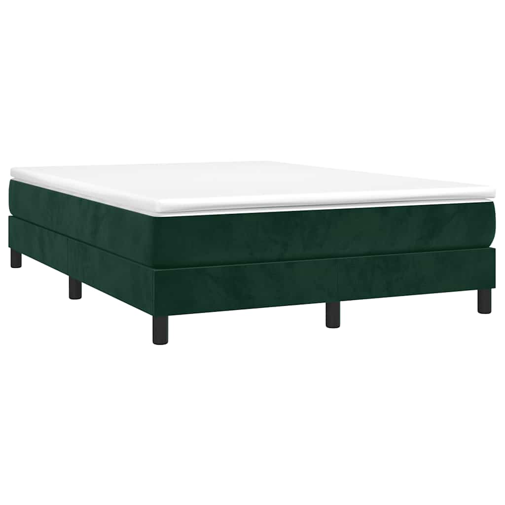 Estrutura de cama com molas 140x200 cm veludo verde-escuro