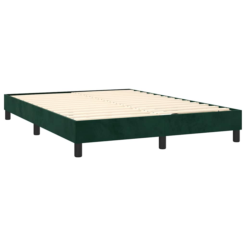 Estrutura de cama com molas 140x200 cm veludo verde-escuro