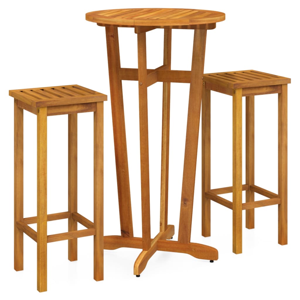 Conjunto de bar para jardim 3 pcs madeira de acácia maciça