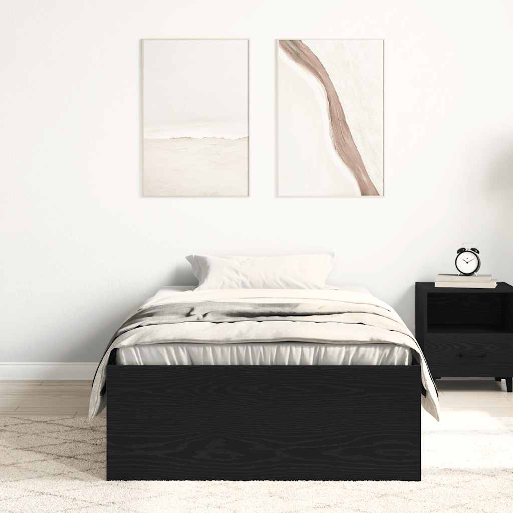 Estrutura de cama sem colchão, carvalho preto, 90x200 cm, madeira engenheirada