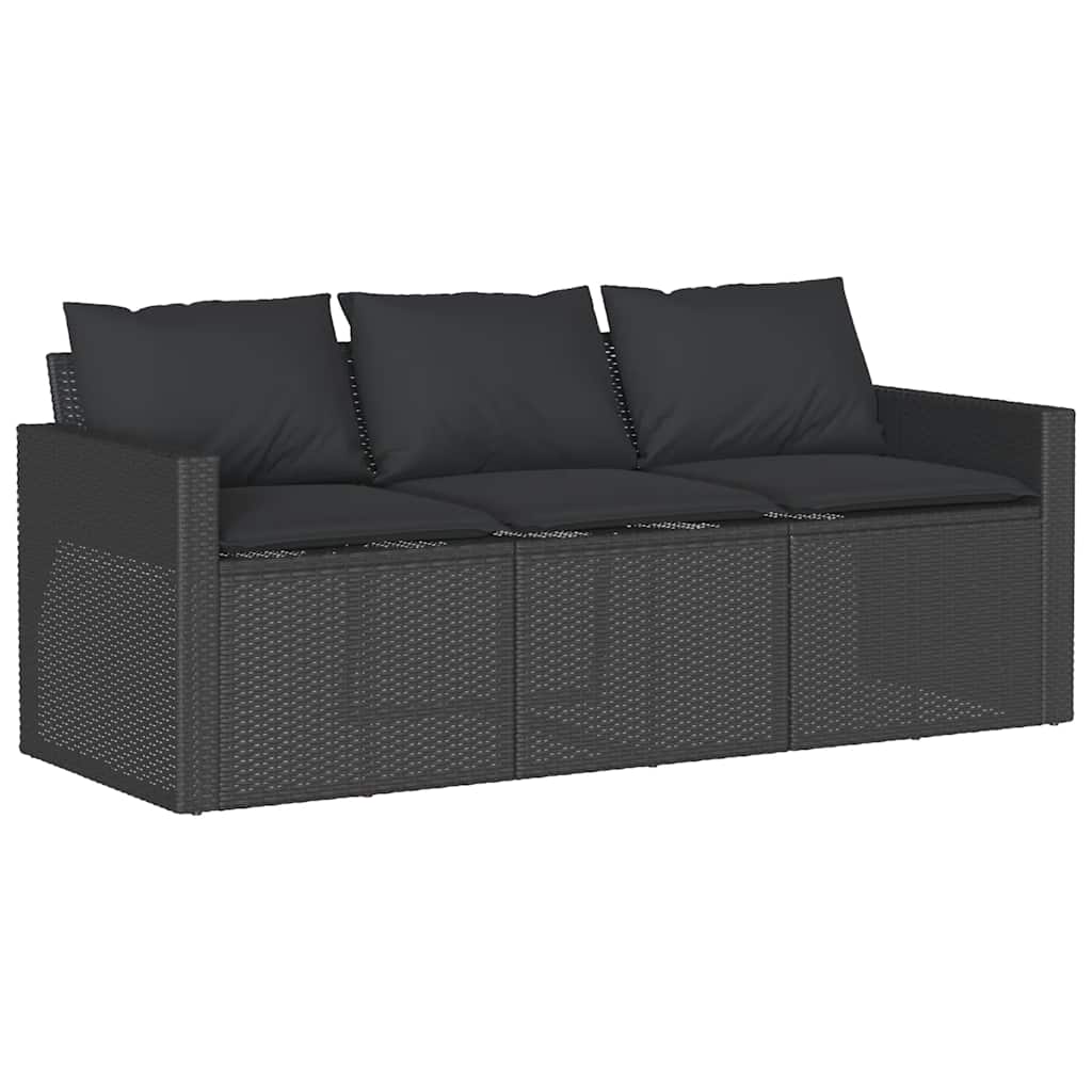 2 Pcs conjunto de jantar p/ jardim c/ almofadões vime PE preto