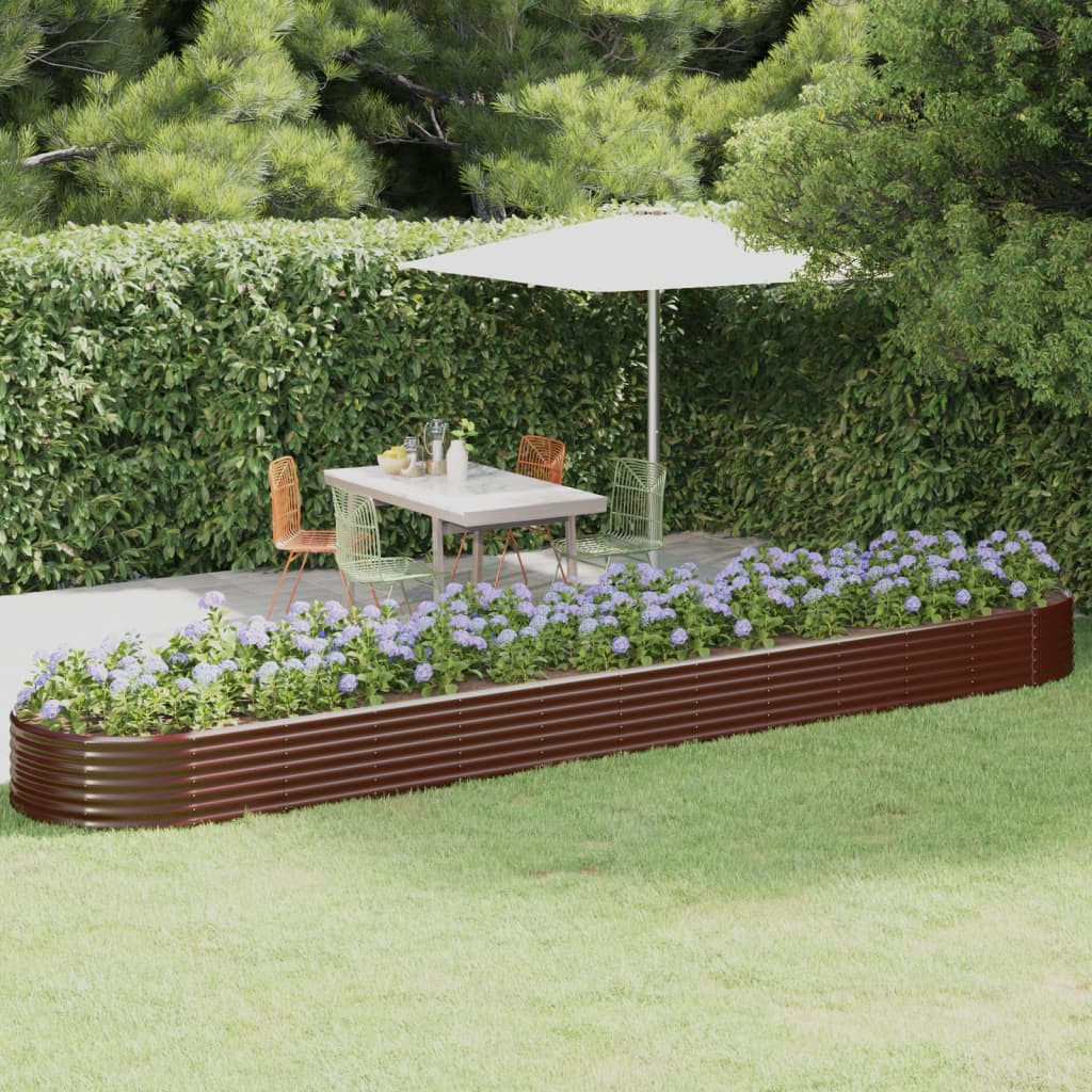Canteiro elevado jardim 507x100x36 aço galvanizado castanho