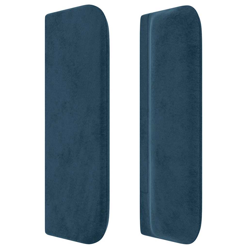 Cabeceira de cama c/ abas veludo 163x16x78/88cm azul-escuro