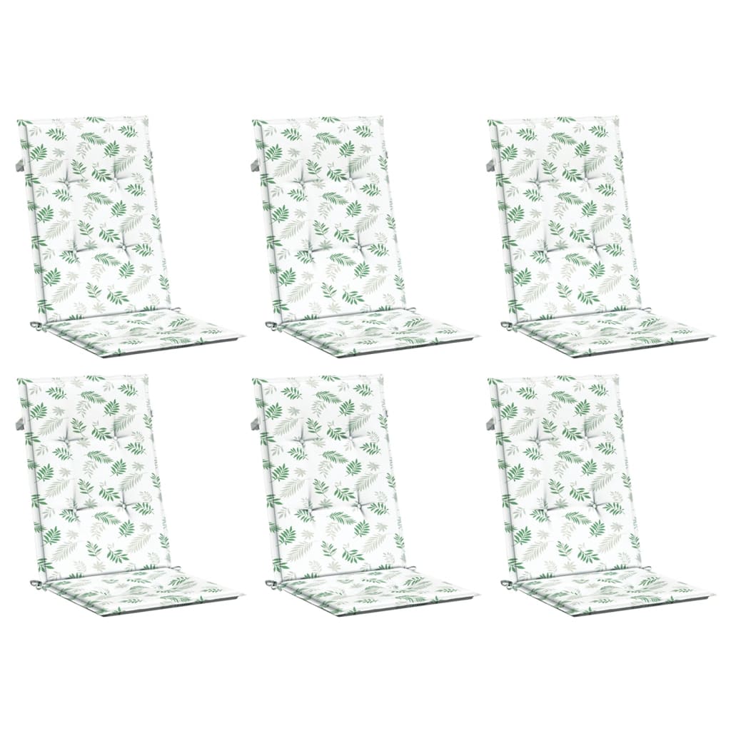 Almofadões cadeira de encosto alto 6 pcs tecido folhas