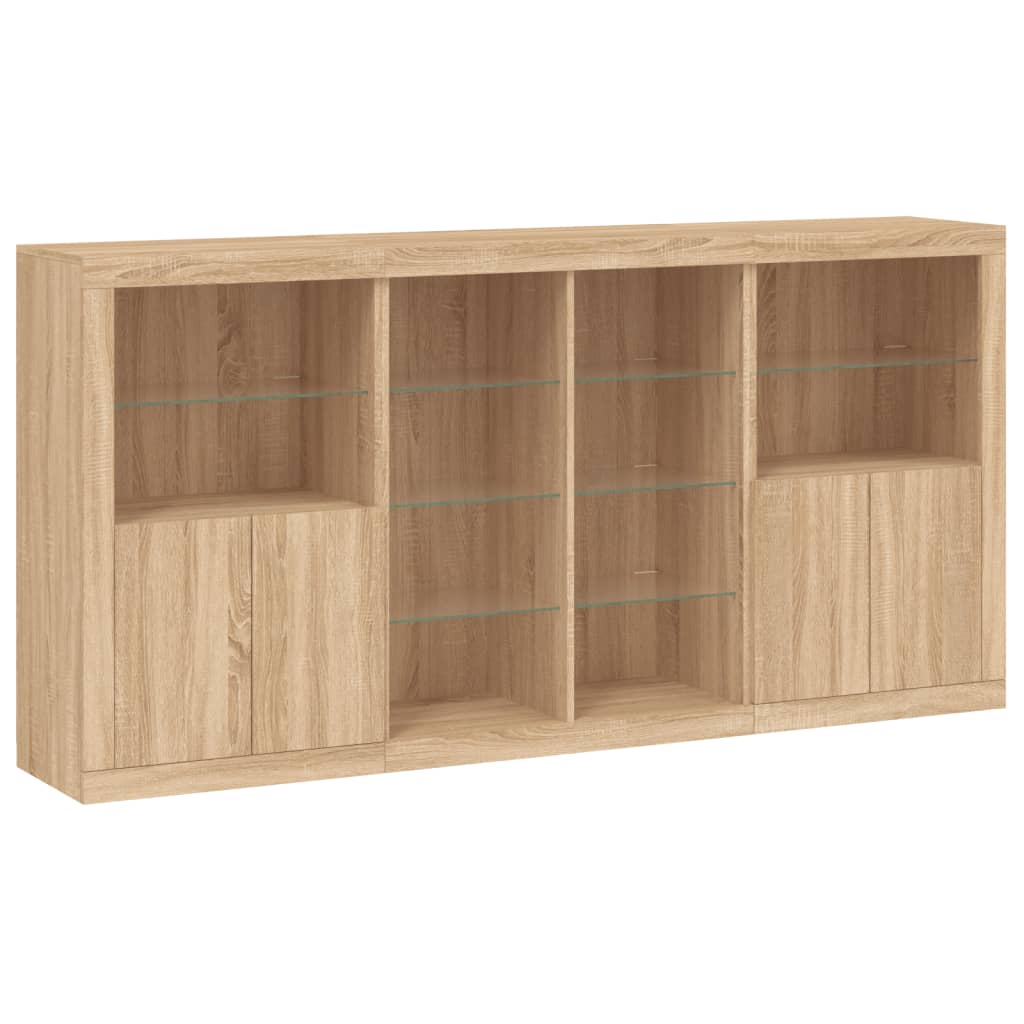Aparador com luzes LED 202x37x100 cm carvalho sonoma