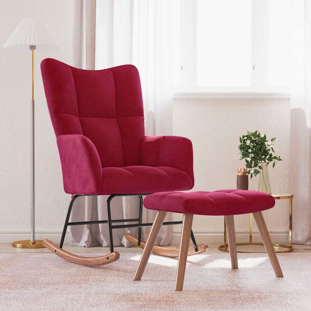 Cadeira de baloiço com banco veludo vermelho tinto
