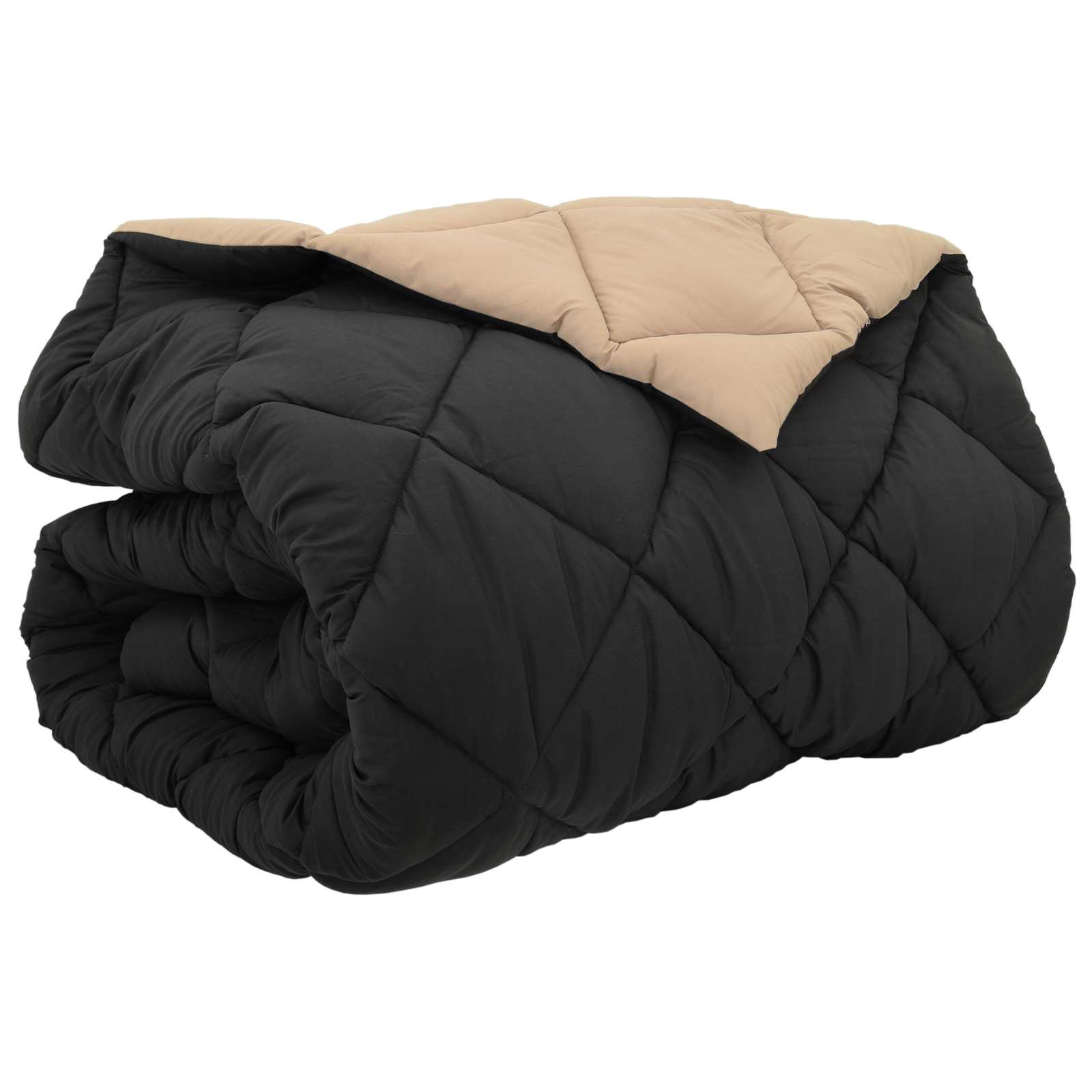 Edredom de inverno 200 x 240 cm 450 gsm preto e taupe