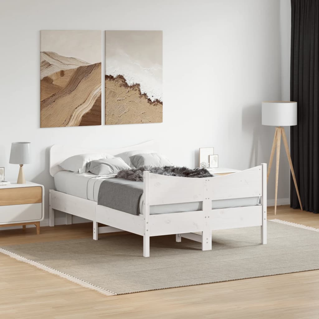 Cama sem colchão 120x190 cm madeira de pinho maciça branco