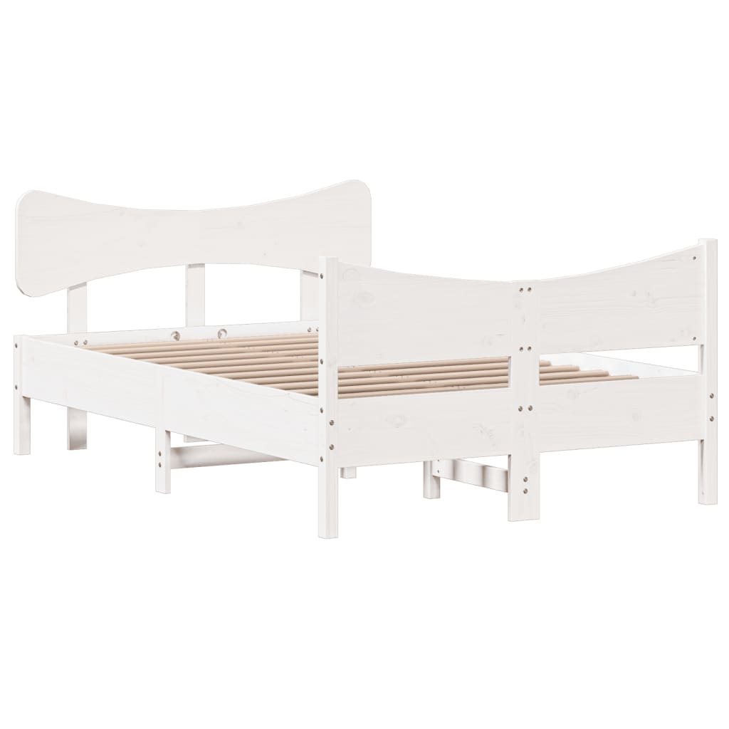 Cama sem colchão 120x190 cm madeira de pinho maciça branco