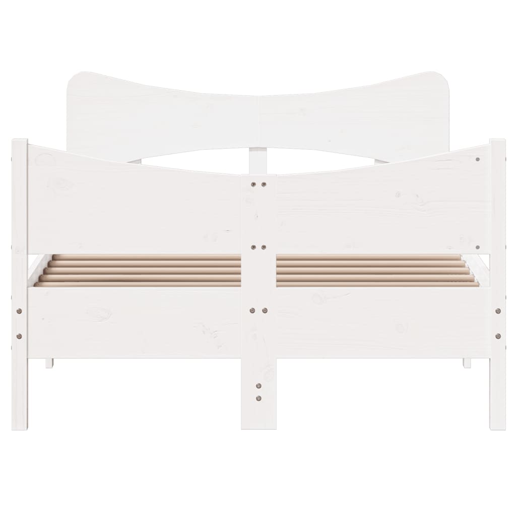 Cama sem colchão 120x190 cm madeira de pinho maciça branco