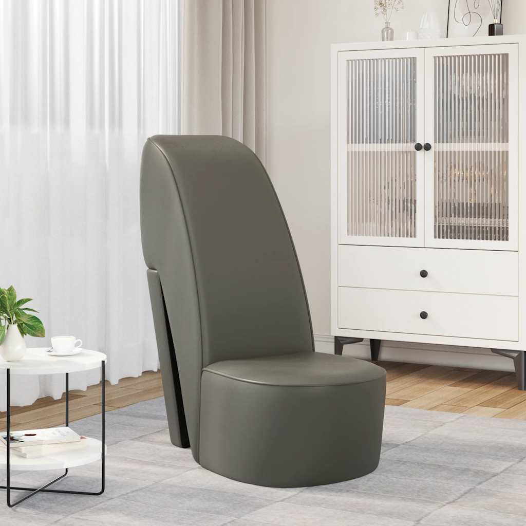 Cadeira estilo sapato de salto alto couro artificial cinzento