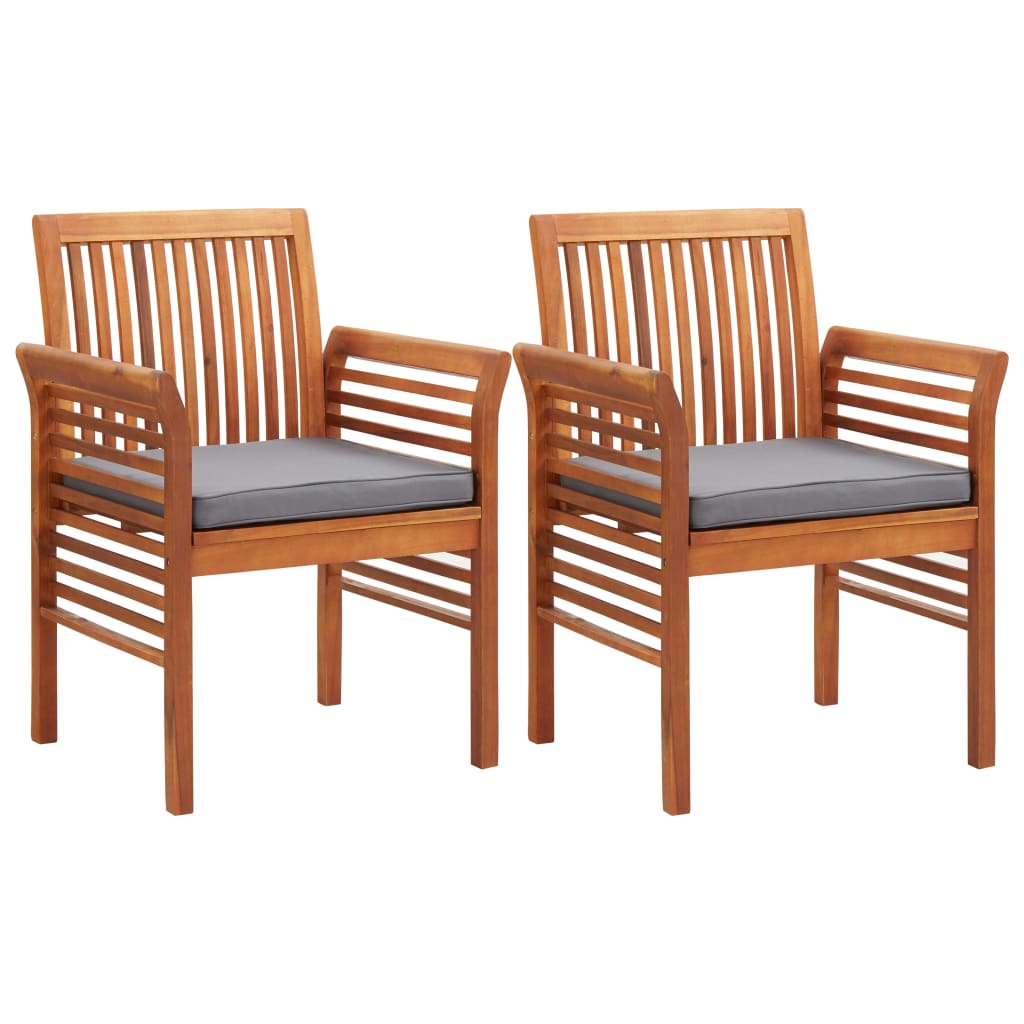 3 Pcs conjunto de jantar exterior c/ almofadões acácia maciça