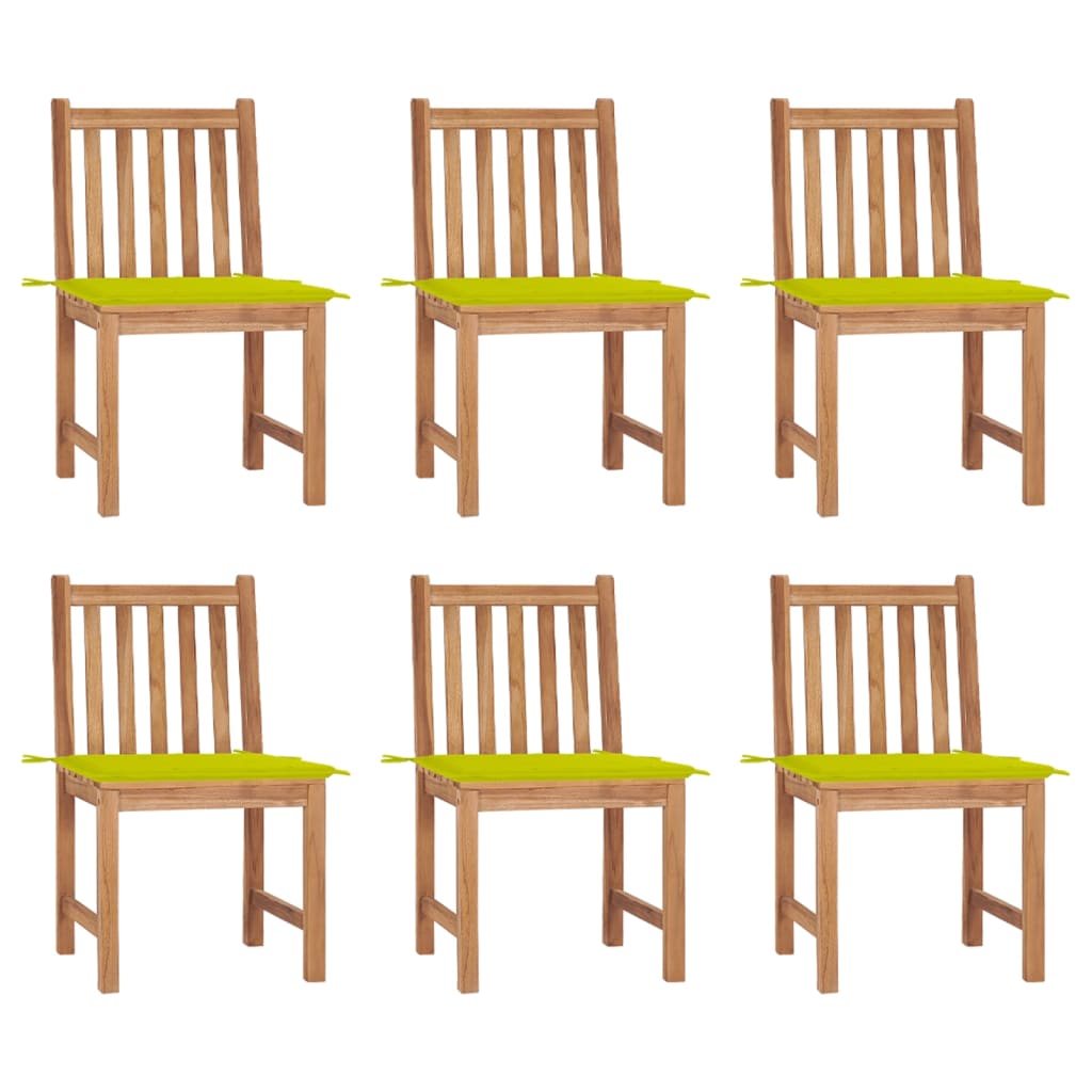 Cadeiras de jardim 6 pcs c/ almofadões madeira de teca maciça
