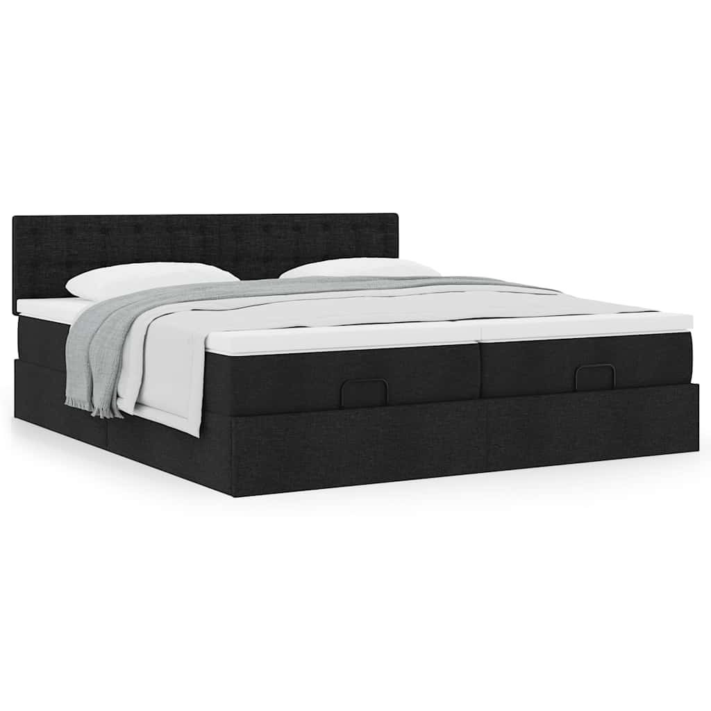 63 / 5,000Vidaxl estrutura de cama otomana com colchões tecido preto