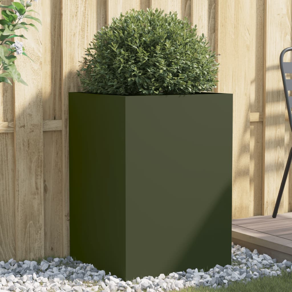 Vaso/floreira 52x48x75 cm aço verde azeitona