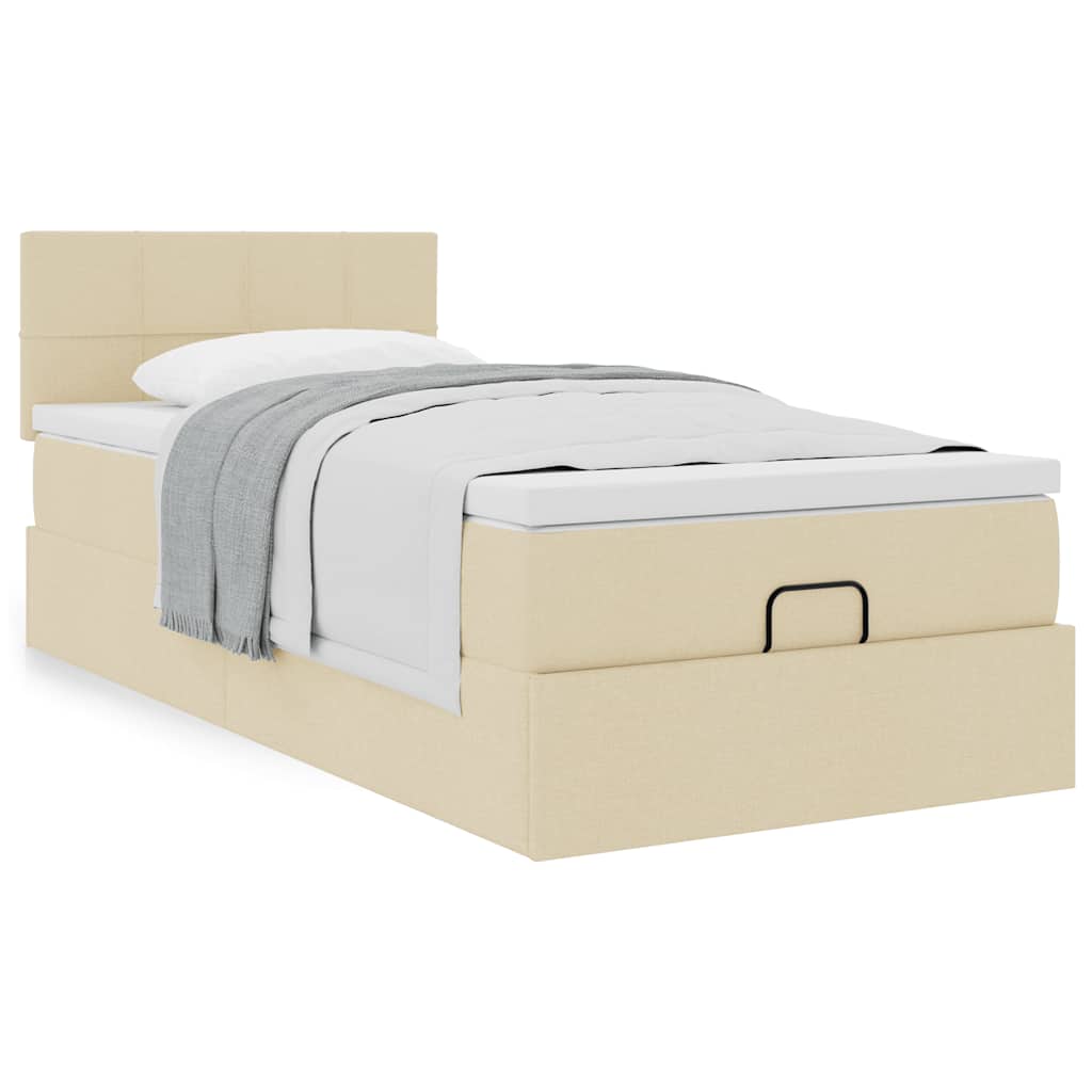 Cama otomana com colchão 90x200 cm tecido creme