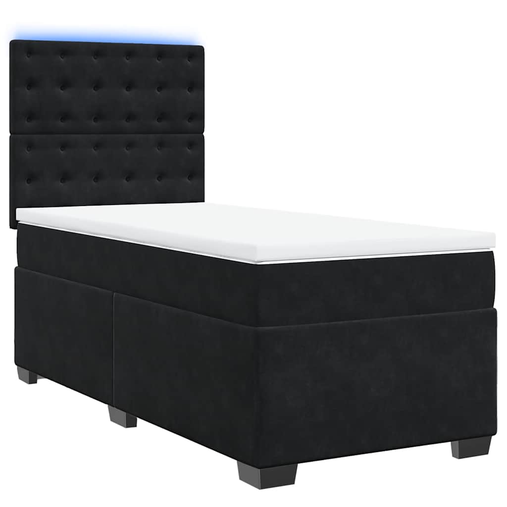 Cama com molas/colchão 90x190 cm veludo preto