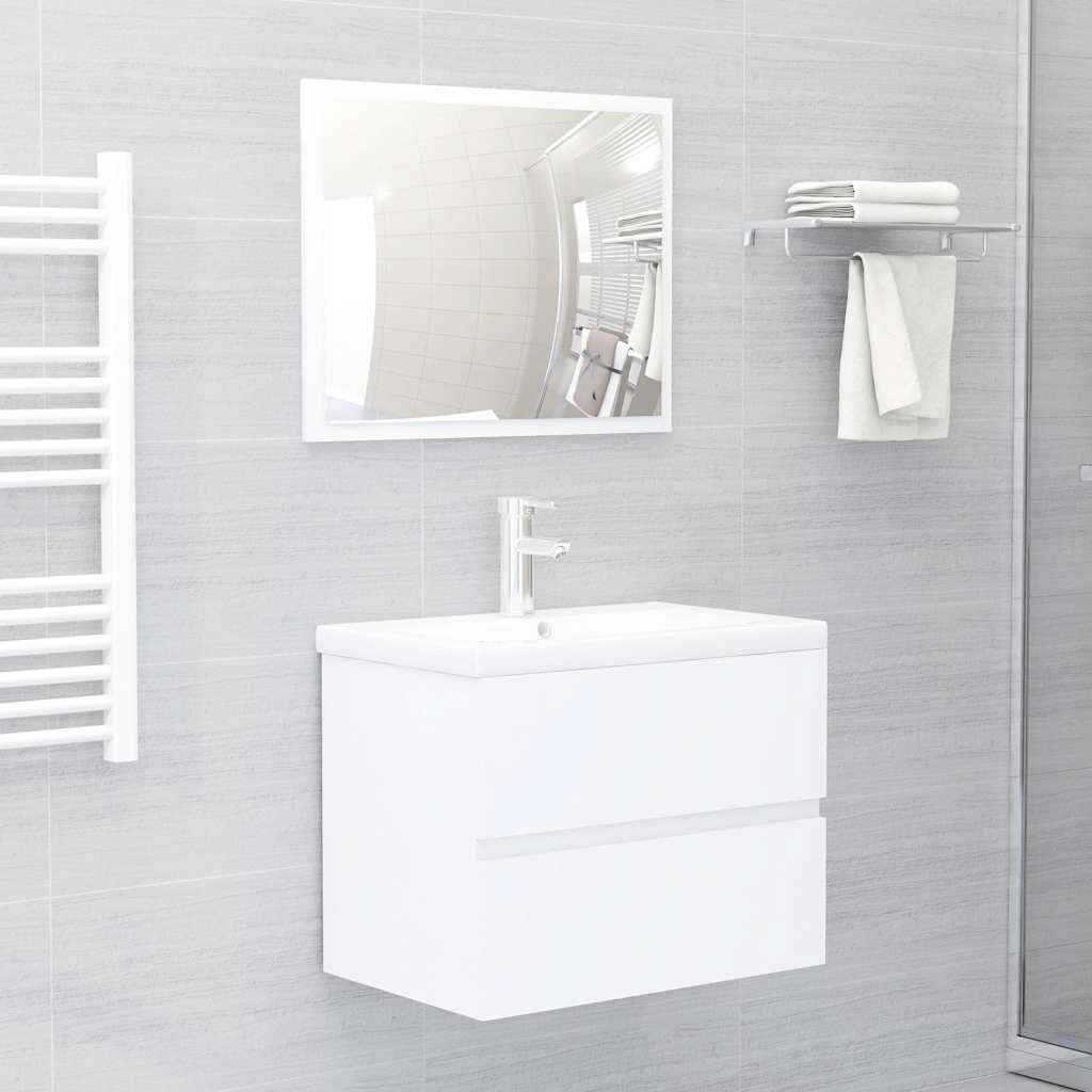 2 Pcs conjunto de móveis de casa de banho contraplacado branco