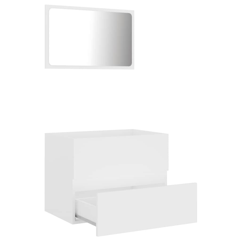 2 Pcs conjunto de móveis de casa de banho contraplacado branco
