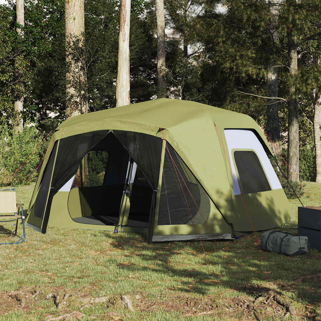 Tenda familiar 10 pessoas libertação rápida impermeável verde