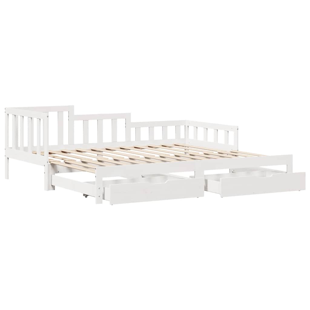 Sofá-cama com gavetão e gavetas sem colchão 90x190 cm branco