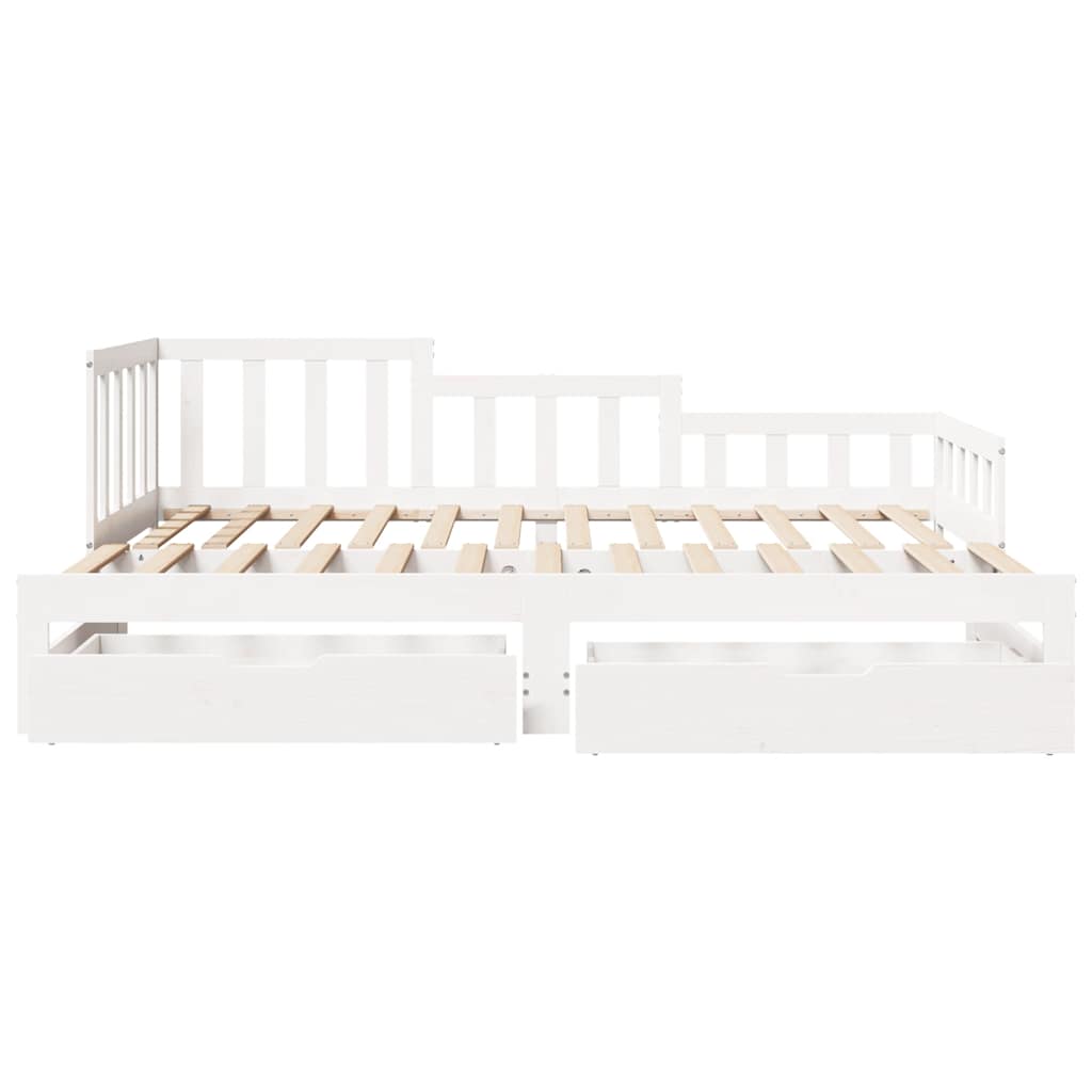 Sofá-cama com gavetão e gavetas sem colchão 90x190 cm branco