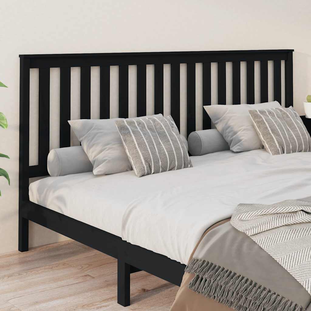 Cabeceira de cama 206x6x101 cm pinho maciço preto